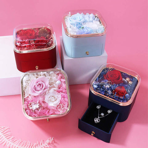 Preserved Flower Jewelry Box Real Flower Acrylic