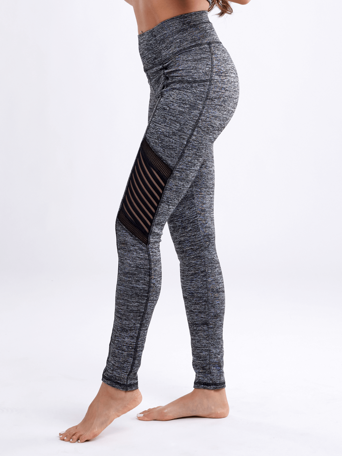 High-Waisted Pilates Leggings with Side Pockets & Mesh Panels