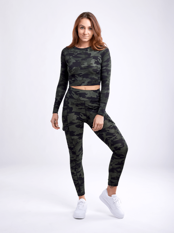 High-Waisted Leggings with Side Cargo Pockets