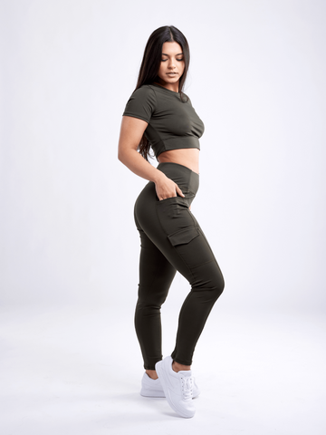 High-Waisted Leggings with Side Cargo Pockets