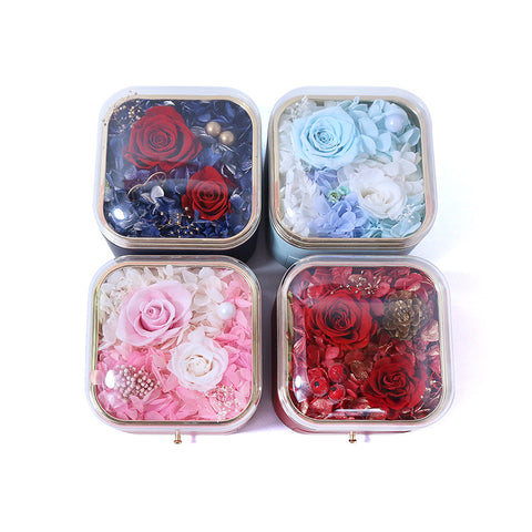 Preserved Flower Jewelry Box Real Flower Acrylic