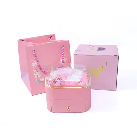 Preserved Flower Jewelry Box Real Flower Acrylic