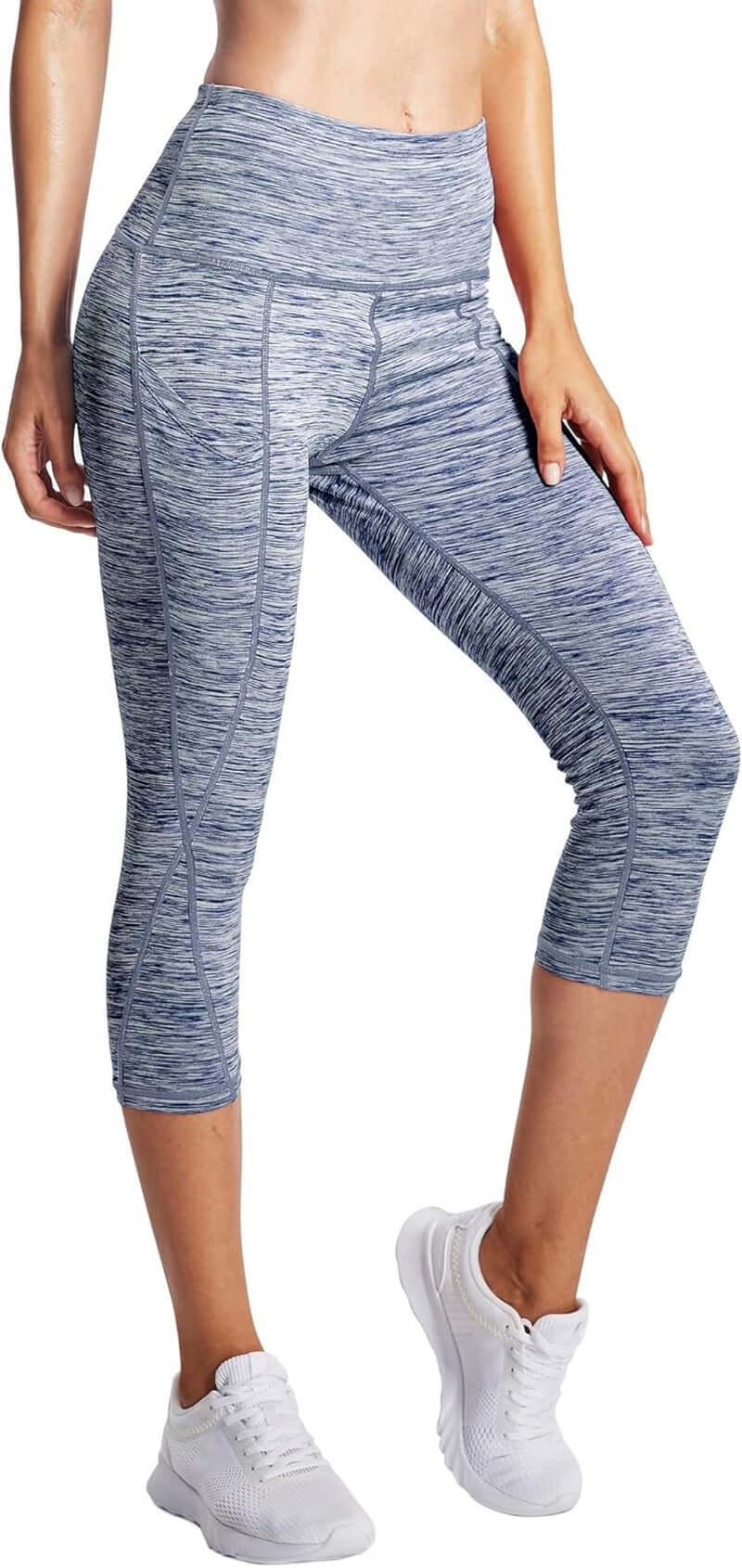 "Womens' High-Waisted Tummy Control Yoga Running Capris for Effective Workout"