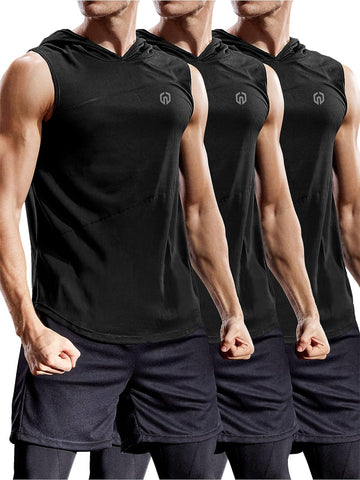 Dry Fit Workout Athletic Muscle Tank with Hoods Pack of 3