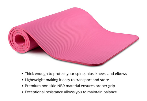 Thick Yoga and Pilates Exercise Mat with Carrying Strap