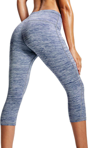 "Womens' High-Waisted Tummy Control Yoga Running Capris for Effective Workout"