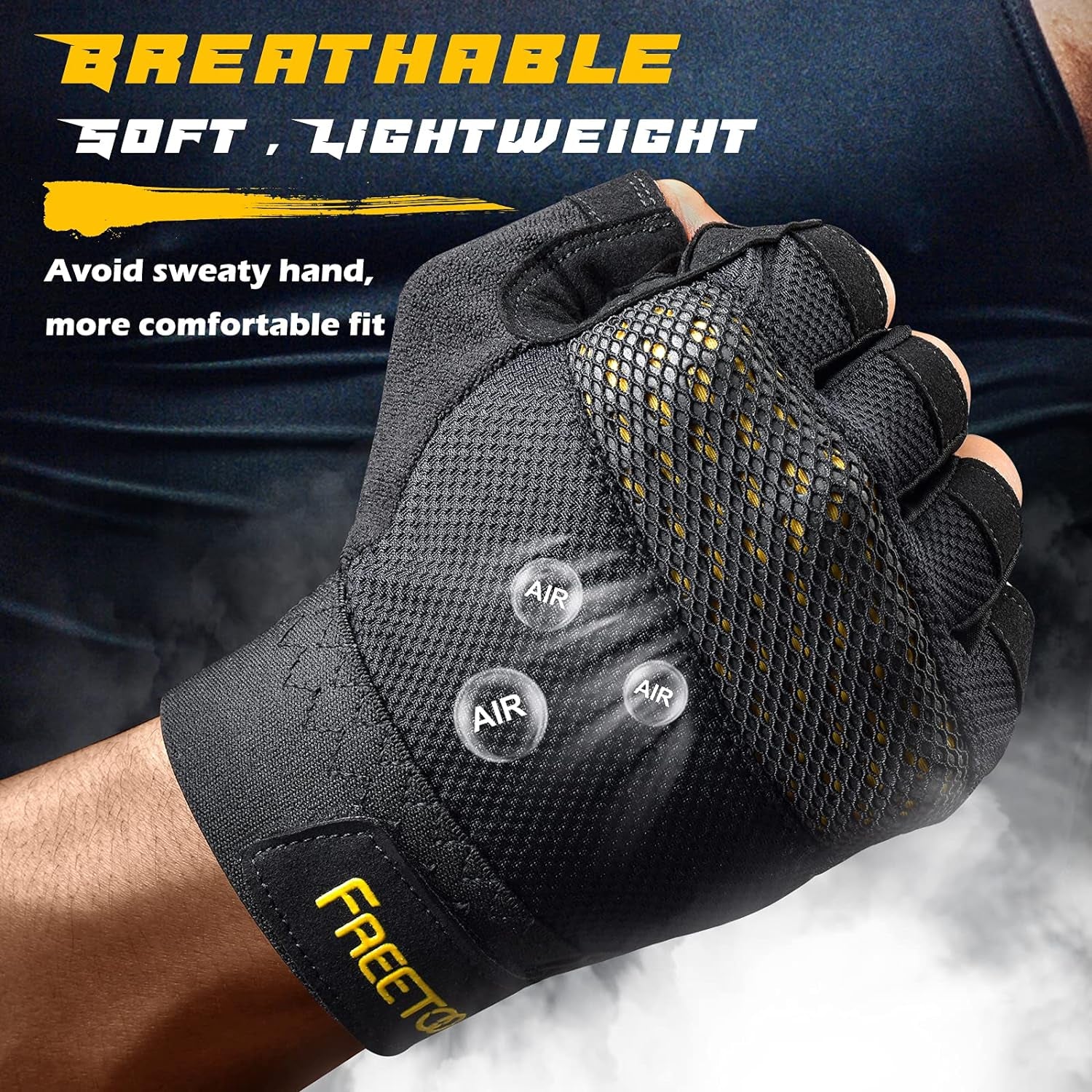 Workout Gloves for Men, [Full Palm Protection] [Ultra Ventilated] Weight Lifting Gloves with Cushion Pads and Silicone Grip Gym Gloves Durable Training Gloves for Exercise Fitness